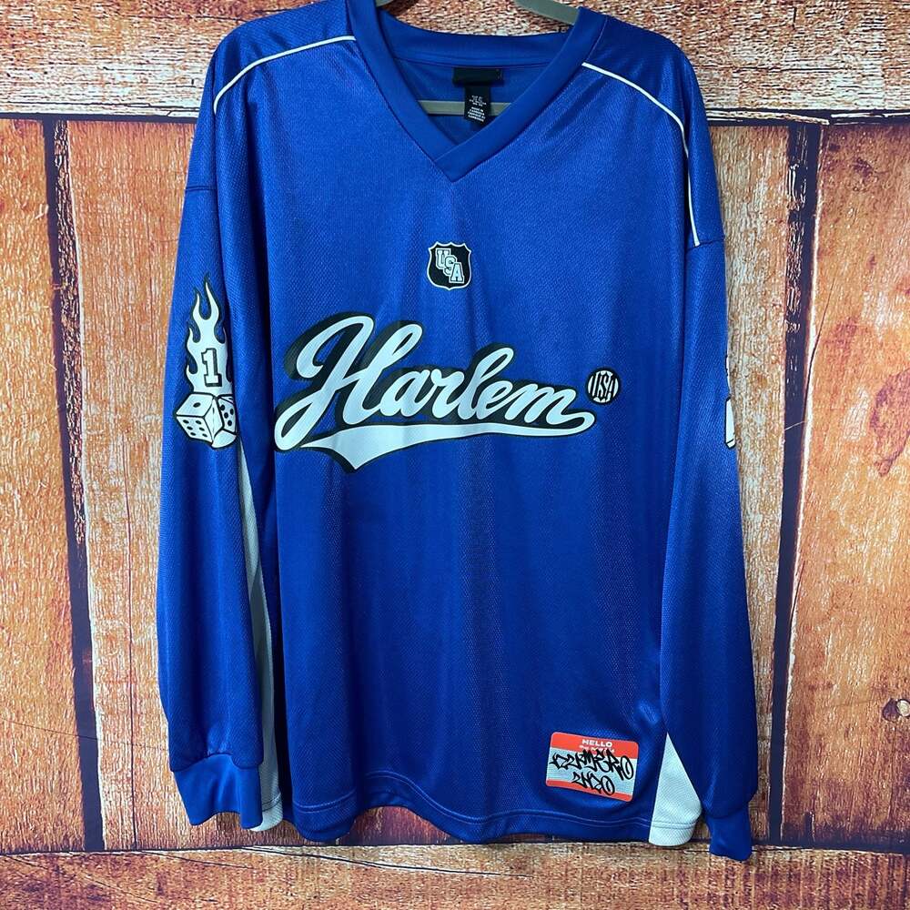 H&M Harlem USA Oversized Fit Long-Sleeve Mesh Jersey